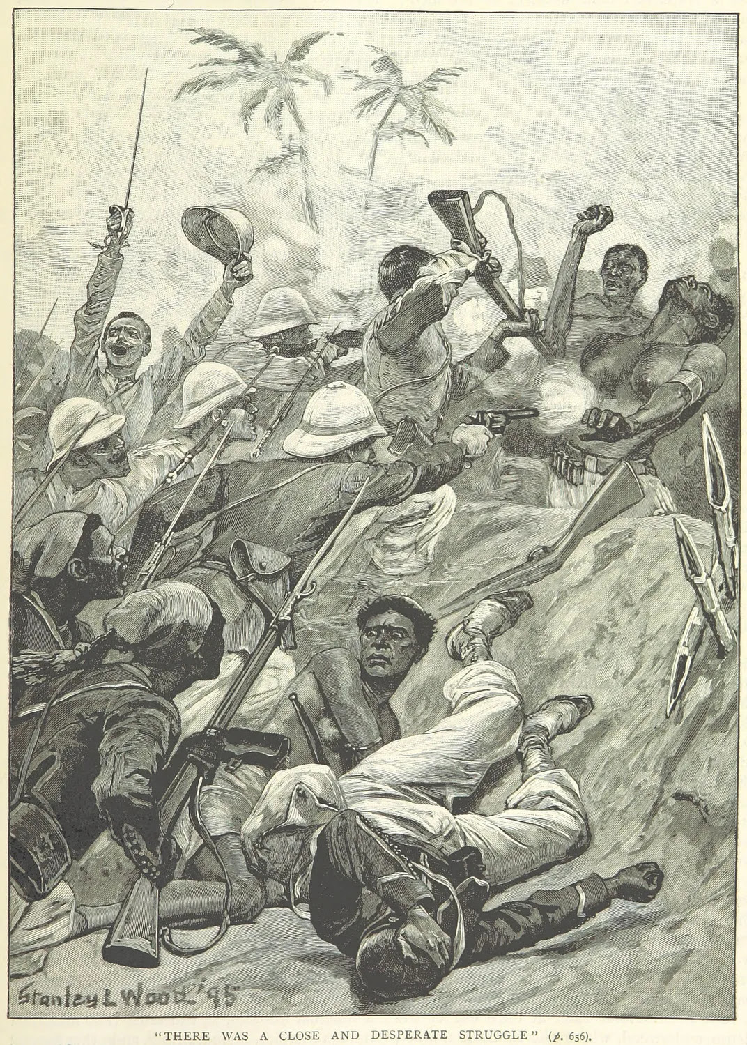 A British illustration of French and Dahomean forces fighting at Cotopa