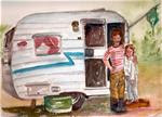 9x12 Shasta Trailer Camping Kids Coleman Cooler Watercolor by Penny StewArt - Posted on Saturday, February 28, 2015 by Penny Lee StewArt