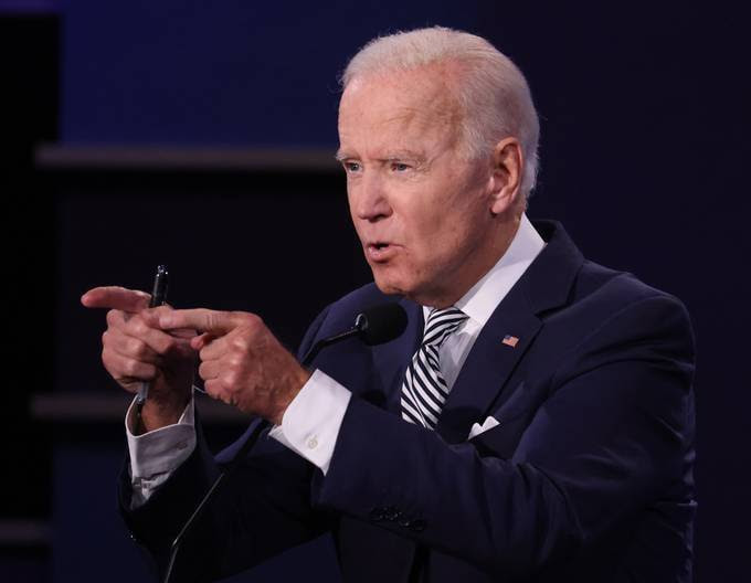 Democratic presidential nominee Joe Biden at the first presidential debate against President Trump in Cleveland. (Scott Olson/Getty Images)