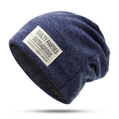 Mens Plus Velvet Thick Double Layers Beanie Hat