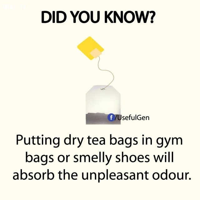 8. Đặt túi trà khô vào túi thể thao hoặc đôi giày nặng mùi sẽ hấp thụ được các mùi khó chịu.,sự thật thú vị,sự thật đáng kinh ngạc,những điều thú vị trong cuộc sống,có thể bạn chưa biết