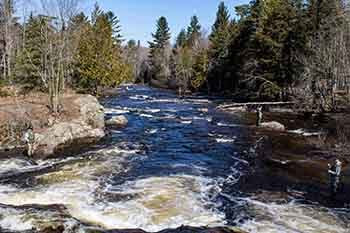 Spring steelhead fishermen are trying their luck at the Huron River at Big Eric's Bridge in Baraga County.