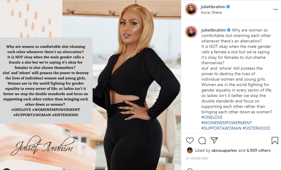 Why are women so comfortable slut-shaming each other whenever there?s an altercation? - Juliet Ibrahim asks 