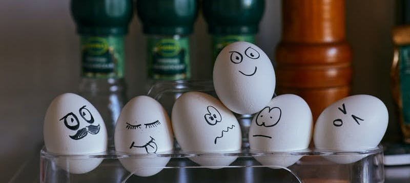 white and black eggs on glass rack