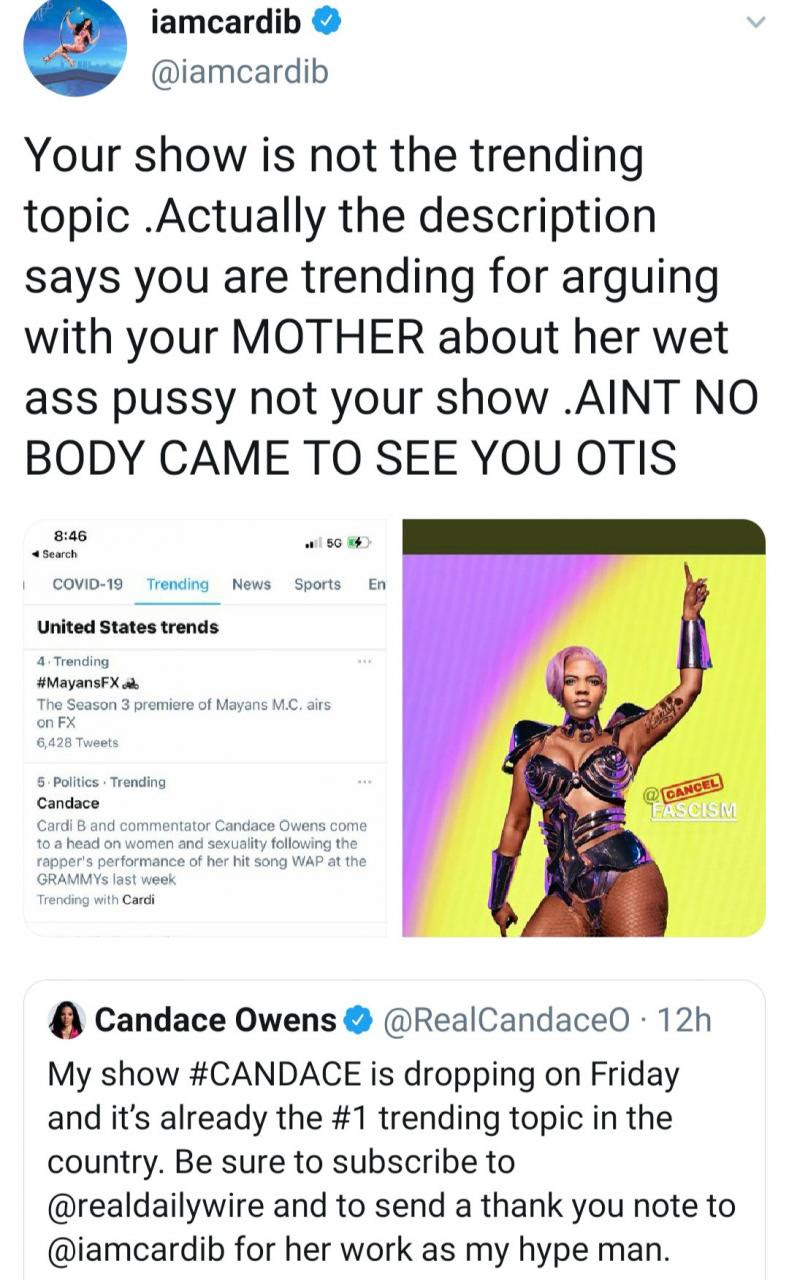 Cardi B and Candace Owens fight dirty and threaten to sue each other over Cardi