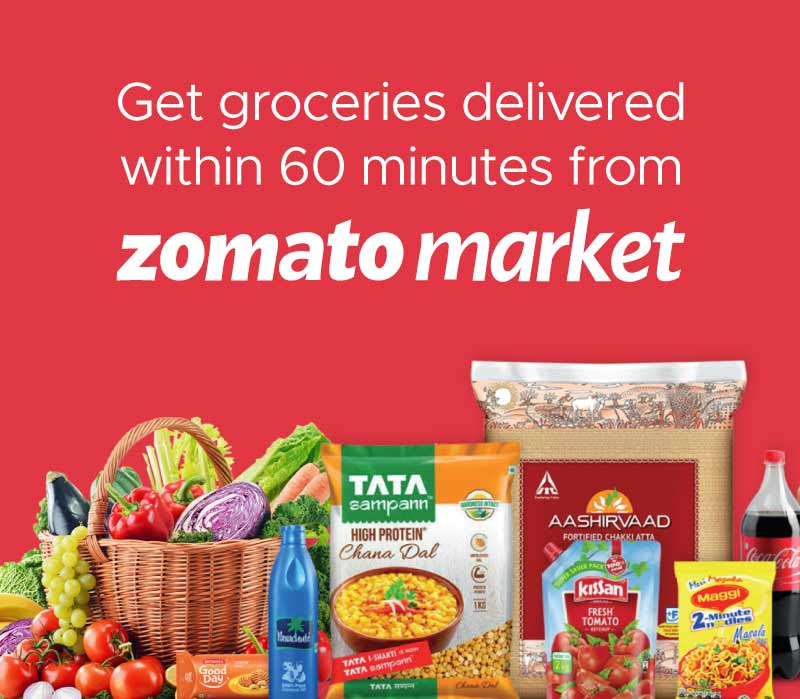Get groceries delivered within 60 minutes from Zomato market