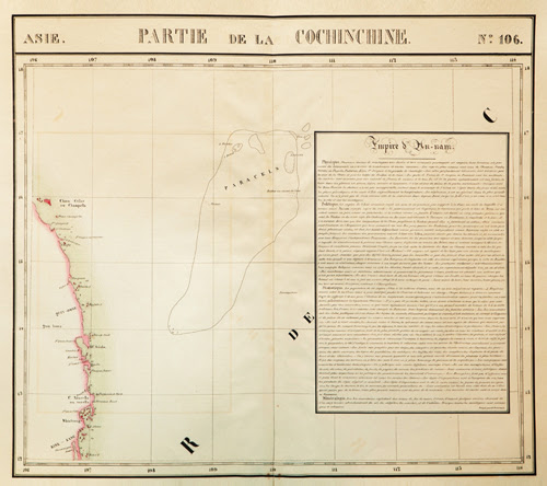 Partie de la Cochinchie là bản đồ đầu tiên vẽ một cách tuyệt đối chính xác vị trí (kinh độ, vĩ độ), đặc điểm địa lý, tên gọi phương Tây của các đảo lớn nhất và quan trọng nhất trong quần đảo Hoàng Sa. Bản đồ đặt trong khu vực Cochinchie là một bộ phận không thể tách rời của Đế chế An Nam, minh chứng rõ ràng và chuẩn xác chủ quyền của Việt Nam ở PARACELS được quốc tế ghi nhận.