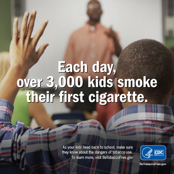 Each day over 3,000 kids smoke their first cigarette.