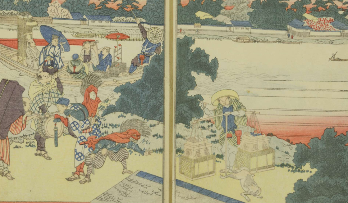 Akatsuki no Kanenari (1793–1860), Yodogawa ryogan shokei zue (Excellent Views of Both Banks of the Yodo River). Woodblock printed book, 1824.