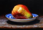 "Red Pear on Flow Blue Plate" - Posted on Wednesday, November 12, 2014 by Mary Ashley