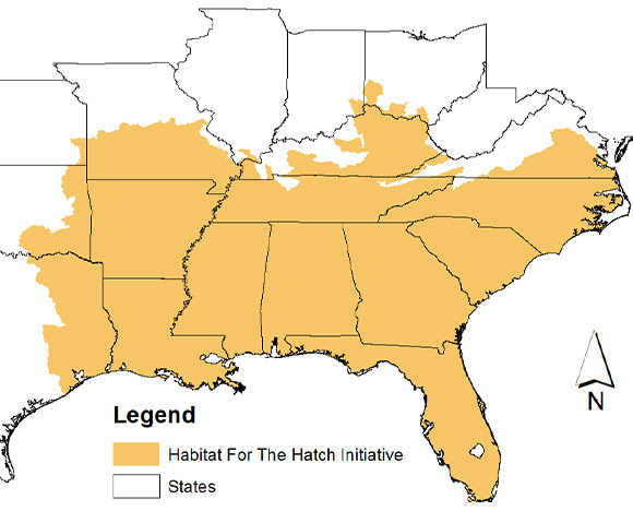 Habitat for the Hatch encompasses all or portions of 17 southeastern states. 
