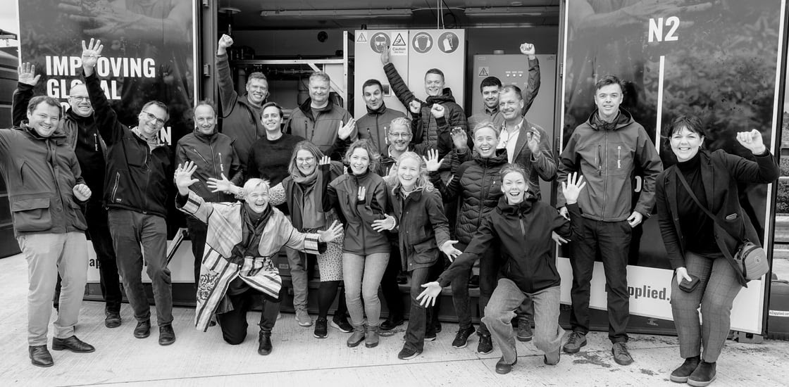 black and white of N2 team spen farm