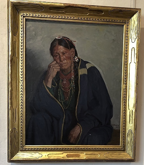 Joseph Henry Sharp painting in a hand carved 22k gold frame that is beyond most artist's means