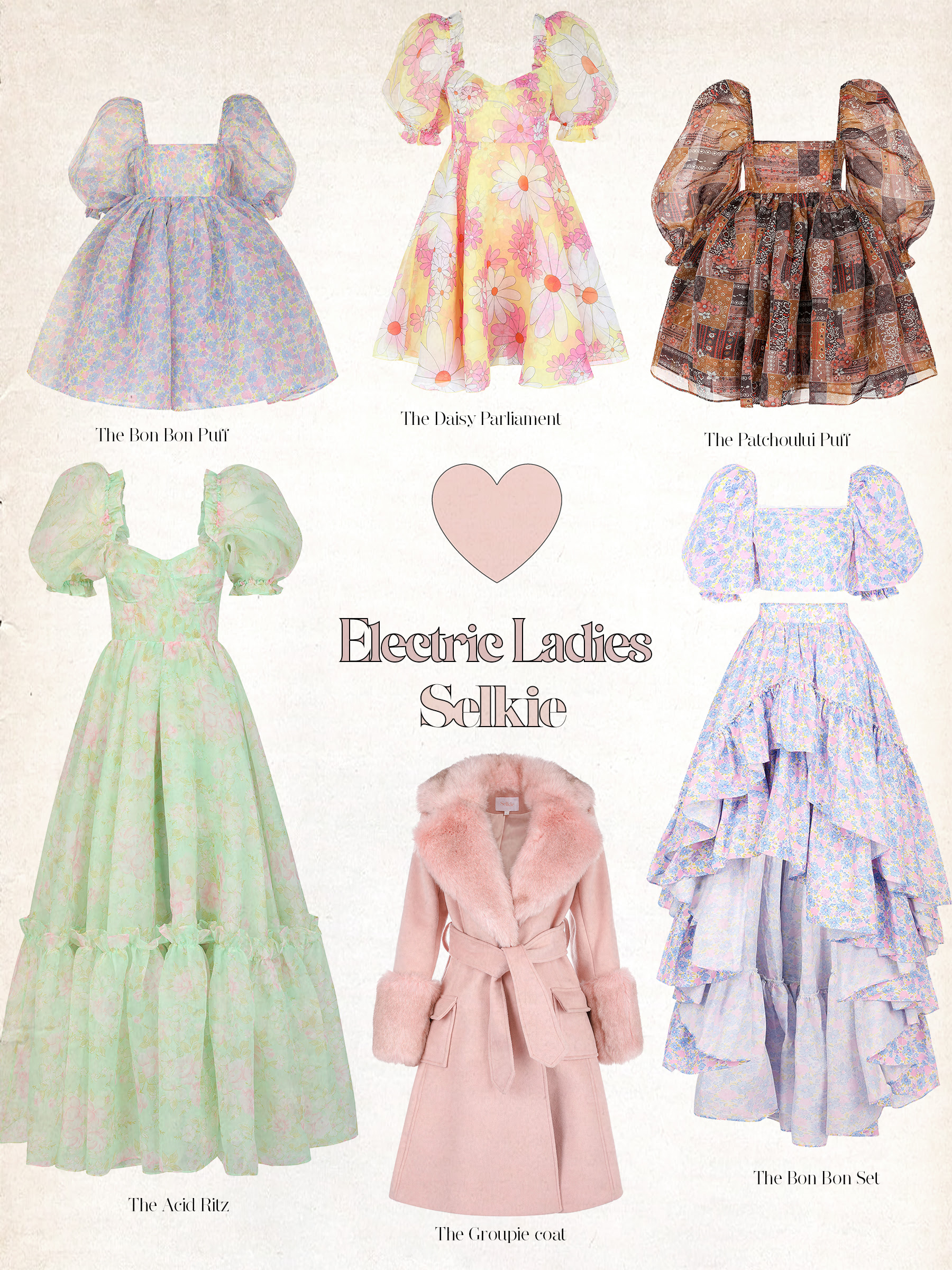 The Daisy Parliament, The Acid Ritz, The Bon Bon Set, The Patchouli Puff