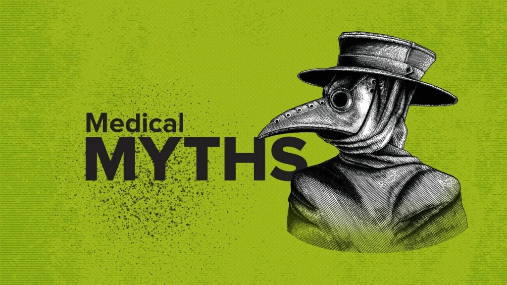 Medical myths logo with plague doctor