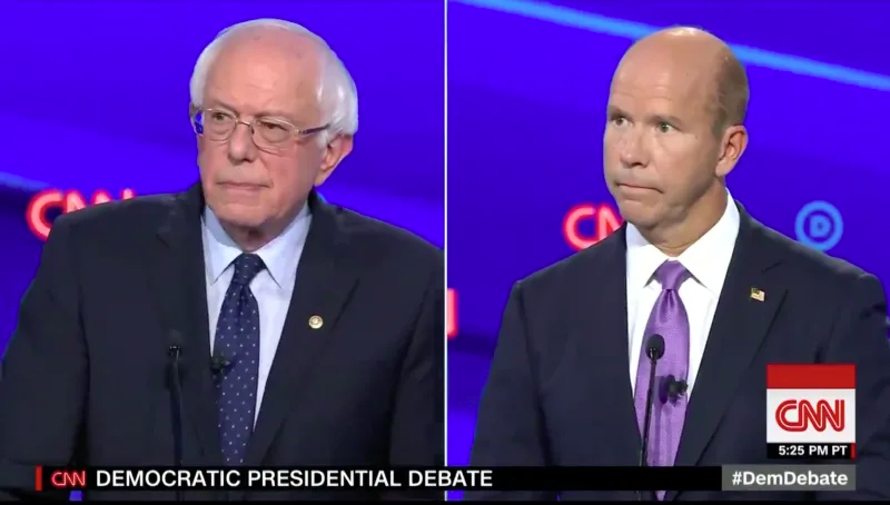Bernie Sanders and John Delaney at CNN's Democratic debate