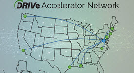 map of U.S. with astericks indicating the locations of each current accelerator
