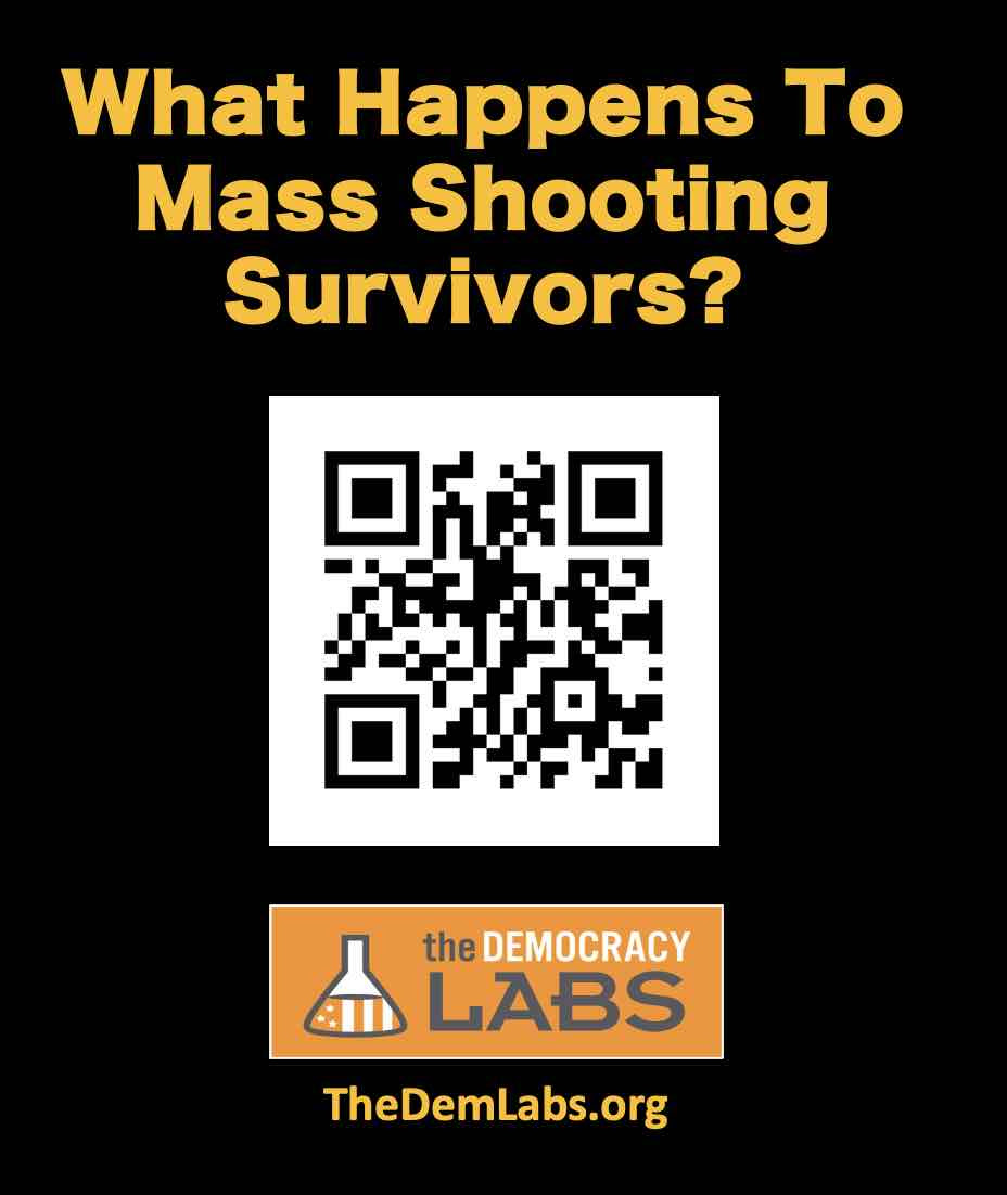 QR Code to StoryMap on what happens to Mass Shooting survivors.