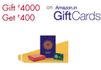  Get 400 extra on Rs. 4000 physical gift card