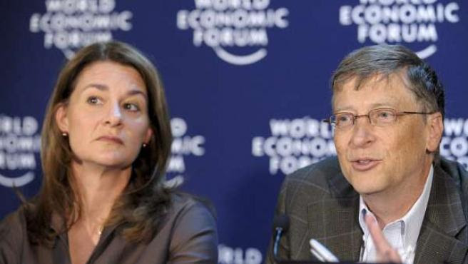 Bill y Melinda Gates, durante una rueda de prensa del Foro Económico Mundial en Davos, Suiza (EFE).