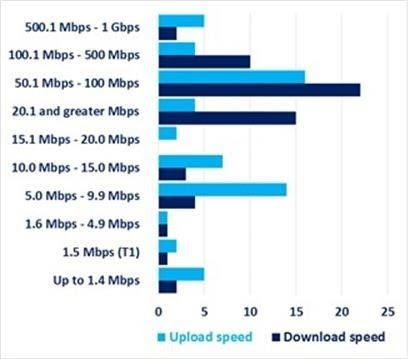 Number of rural public libraries by internet speed