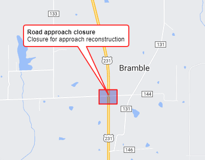 US 231 approach closure