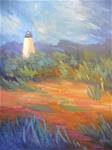 Daily Painting, Lighthouse Painting, Small Oil Painting, "Lighthouse on the Marsh" 11x14 Oil - Posted on Monday, March 23, 2015 by Carol Schiff