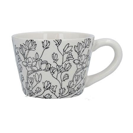 Luxe Ceramic Mug 14.2cm - Off White Magnolias  | Gisela Graham