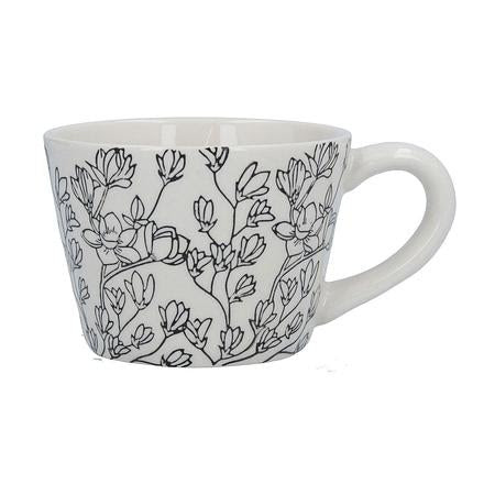 Luxe Ceramic Mug 14.2cm - Off White Magnolias | Gisela Graham