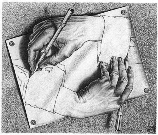 Escher # 10 - 8 x 10 Tee Shirt Iron On Transfer Hands