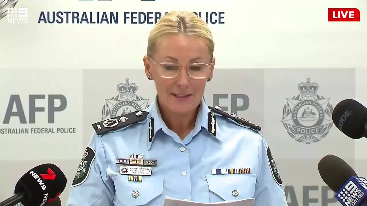 AFP address the media following international money laundering arrests