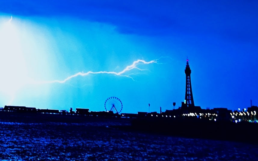 Lightning over Blackpool on Sunday evening. Credit: Dave Nelson