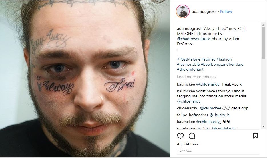 Post Malone's Hand Tattoos - wide 9