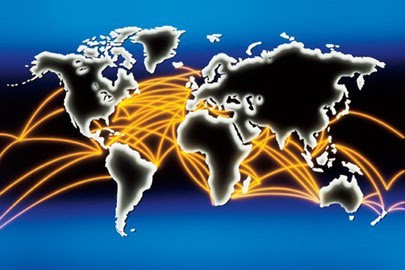 Image for International Trade: Map of the world with lines connecting other countries, indicating trade and exporting 