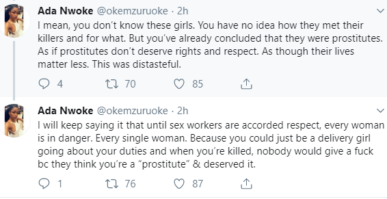 Outrage on Twitter as women protesting the Port Harcourt serial killings carry placard blaming the victims found dead in hotels