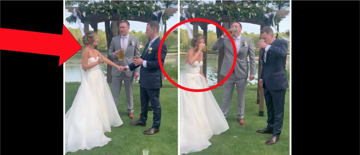 Couple Goes Viral For Chugging Beer During Their Wedding Vows
