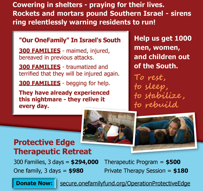 Help us get 1000 men, women, and children out of the South. Cowering in shelters, praying for their lives. Rockets and mortars pound Southern Israel.