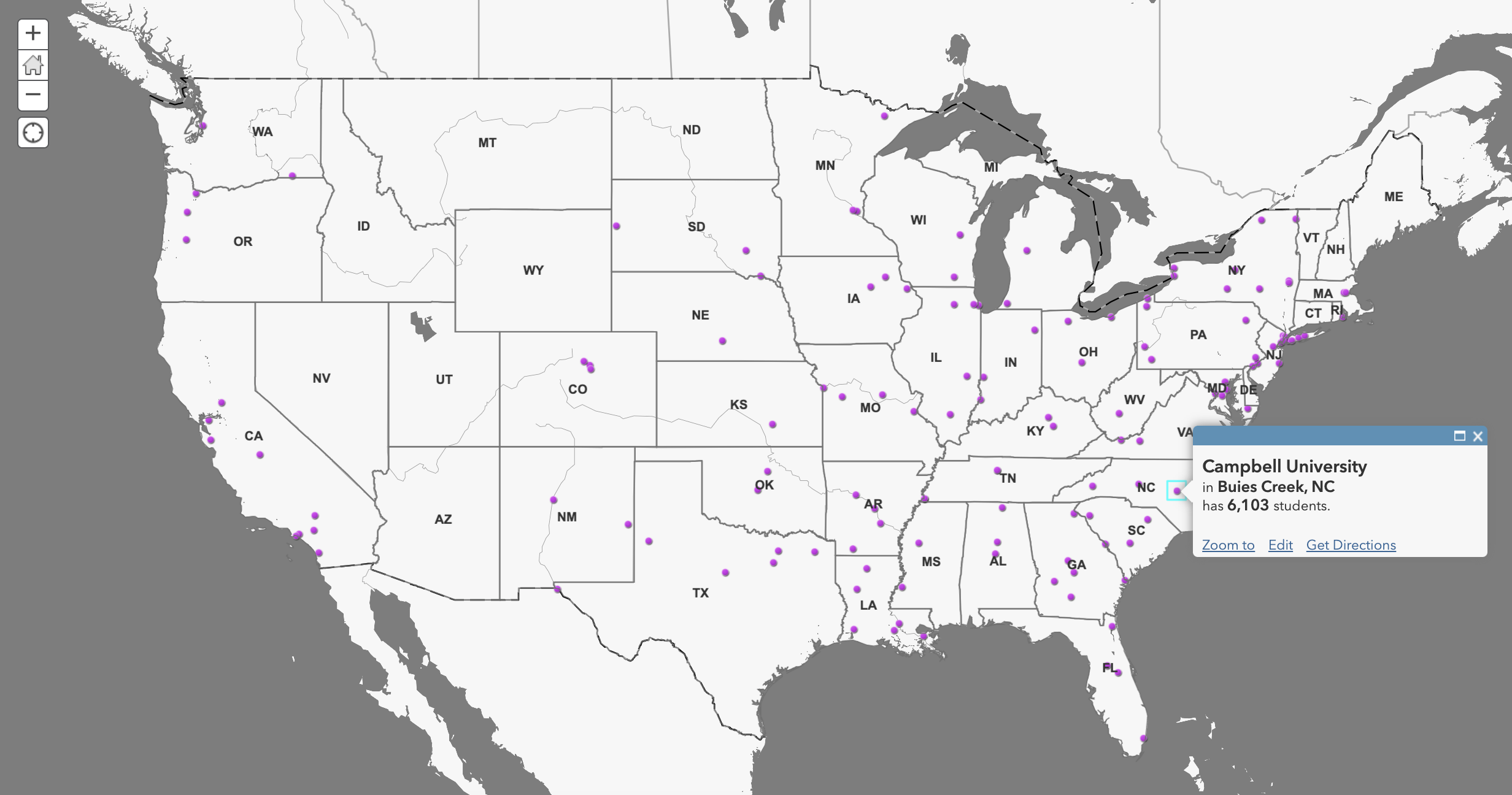 Nationwide map of Reclaim Our Vote billboards locations.
