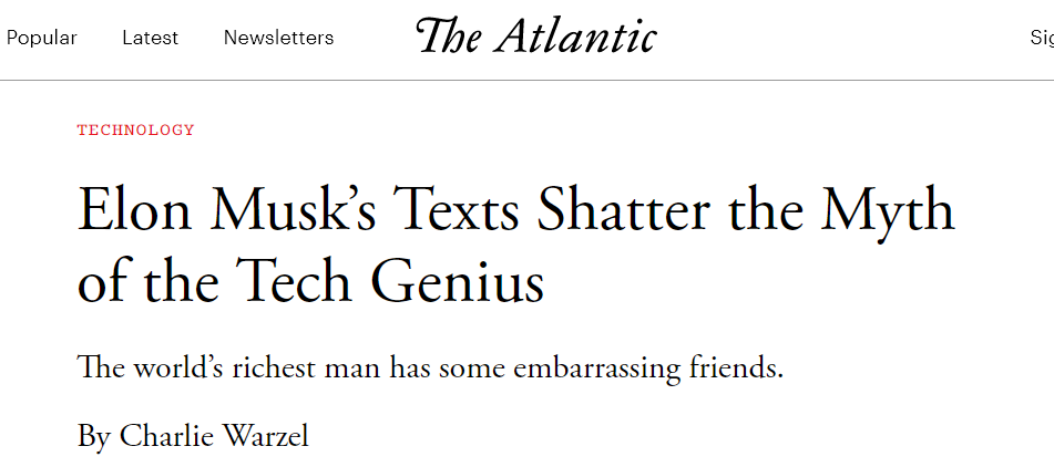 Atlantic article about Elon Musk texts.