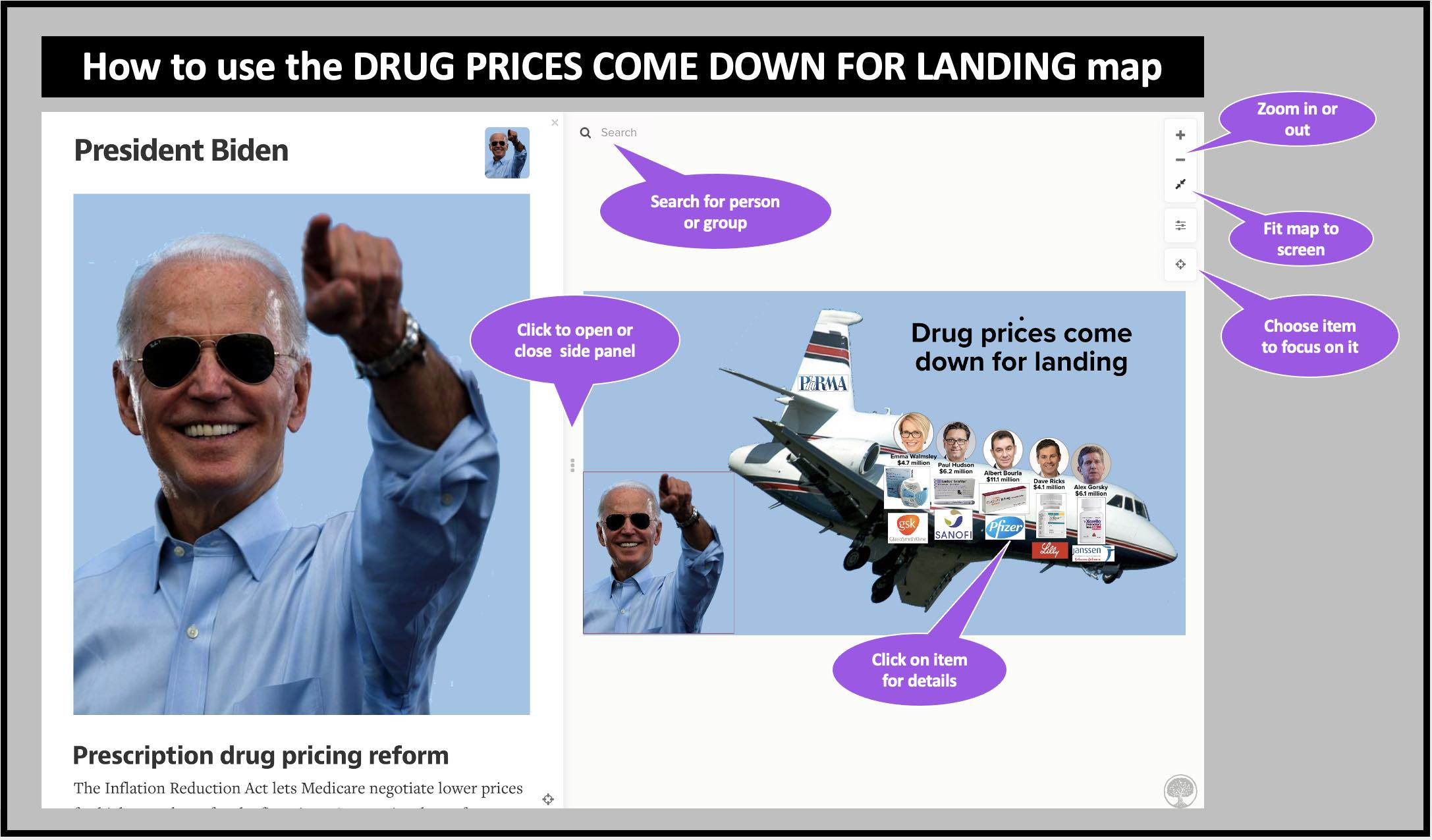 How to use the Drug Prices Come Down For Landing map