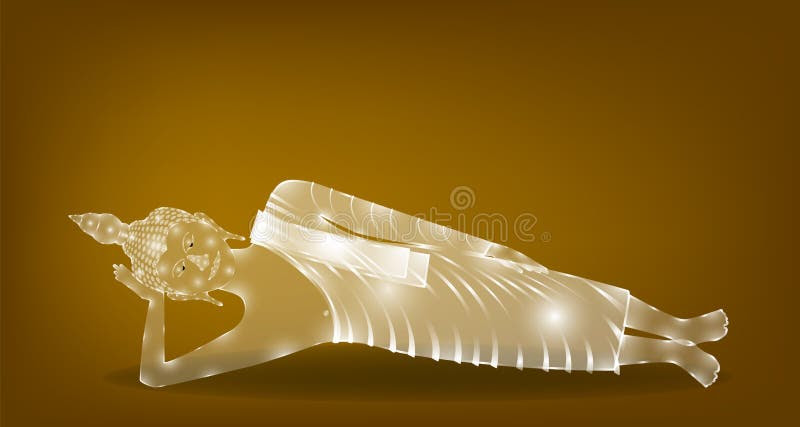 Luxury white glass monk phra buddha sleeping meditation for pray concentration composed release. colorful background.