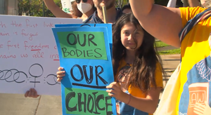 Preteen protesting for pro-choice