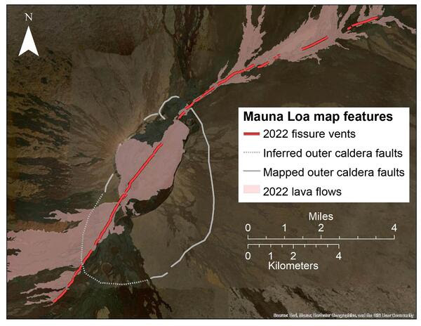 Color map of volcano summit and eruption products