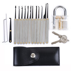 DANIU Transparent Practice Padlock + 12Pcs Unlocking Lock Pick Set