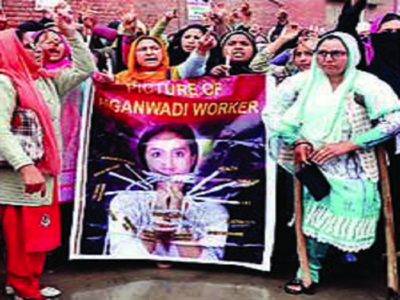 Anganwadi workers had protested earlier this year, demanding an increase in the honorarium