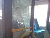 Bus window shattered