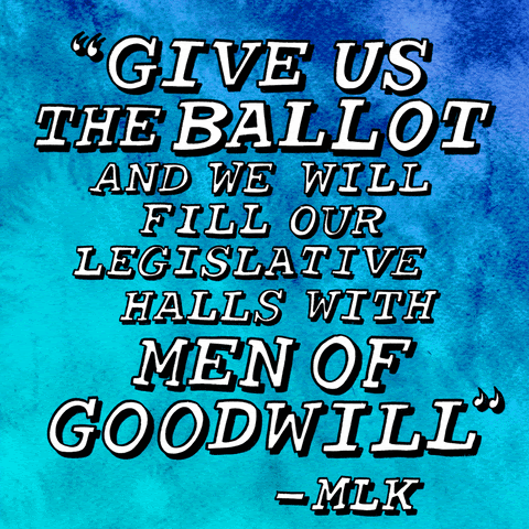 MLK quote "give us the ballot and we will fill our legislative halls with men of goodwill"