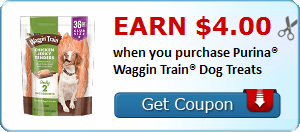 Earn $4.00 when you purchase Purina® Waggin Train® Dog Treats