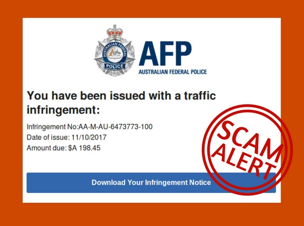 Example of the current AFP traffic infringement scam.