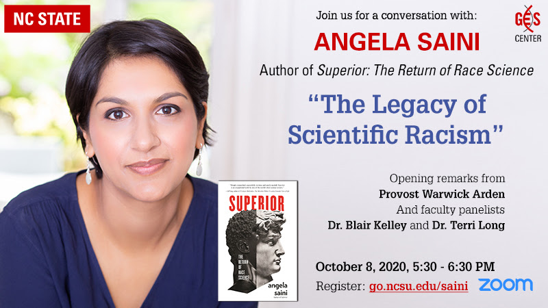 Register for Angela Saini lecture, "The Legacy of Scientific Racism."